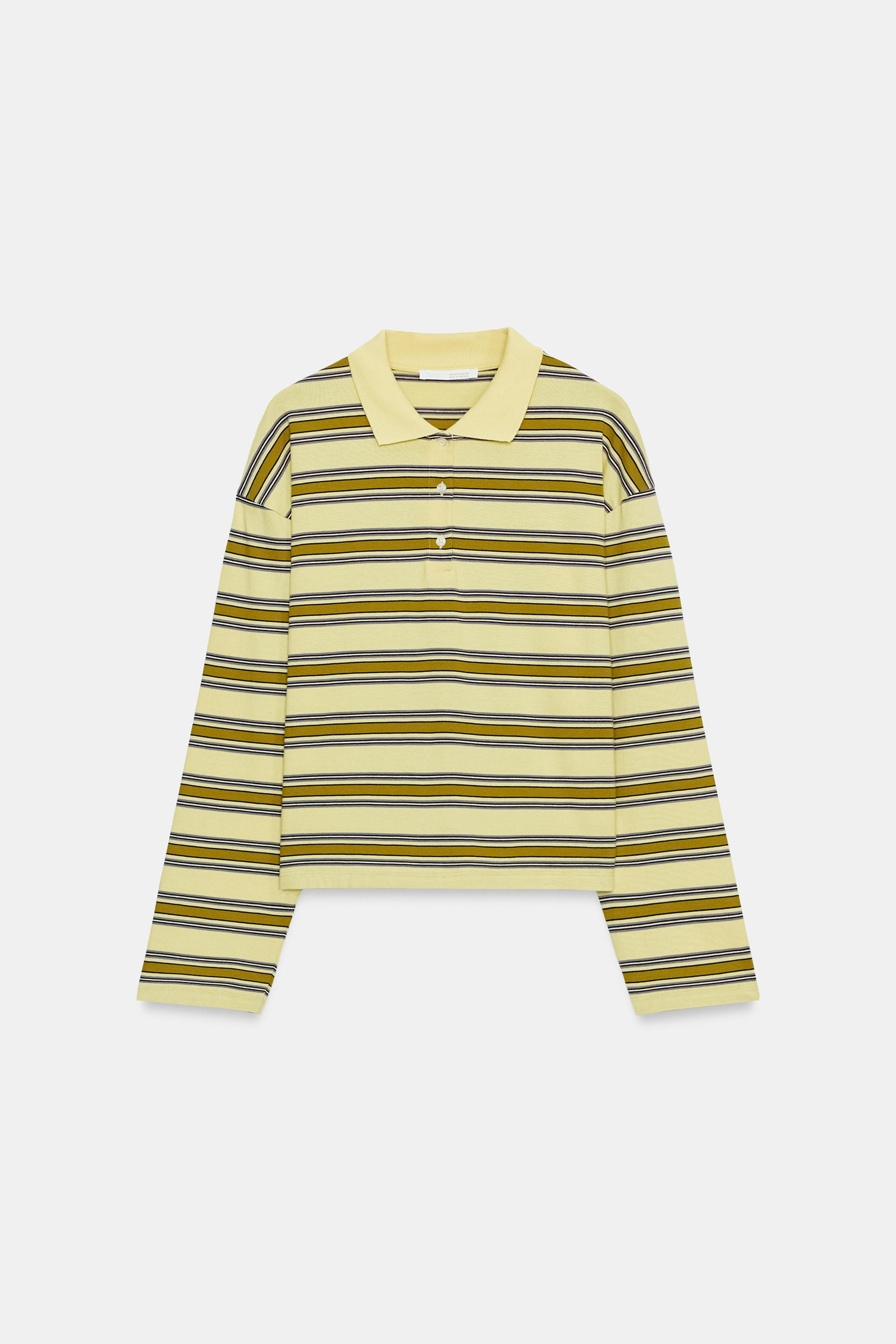 STRIPED LONG SLEEVE POLO SHIRT | Zara US