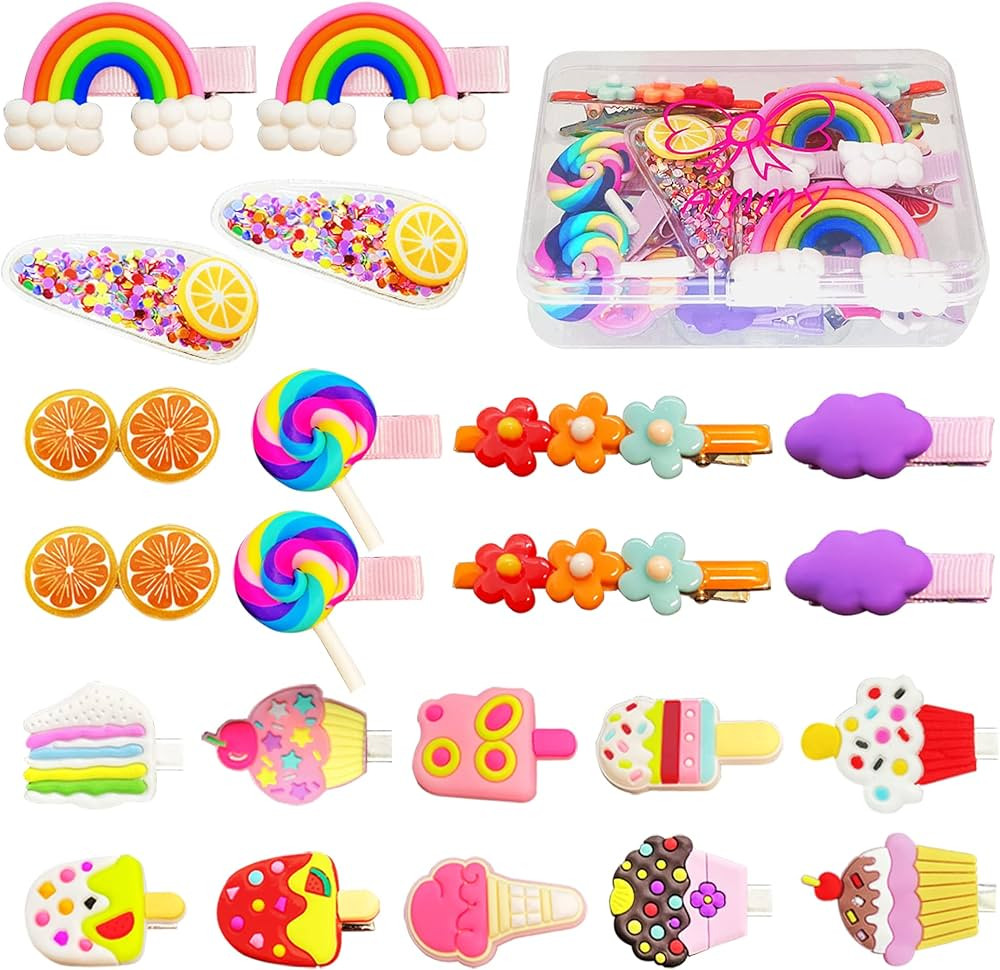 Hair Clips for Girls, 22 Pcs Toddler Hair Clip Candy Hair Accessories Rainbow Barrettes Hair Pins... | Amazon (US)