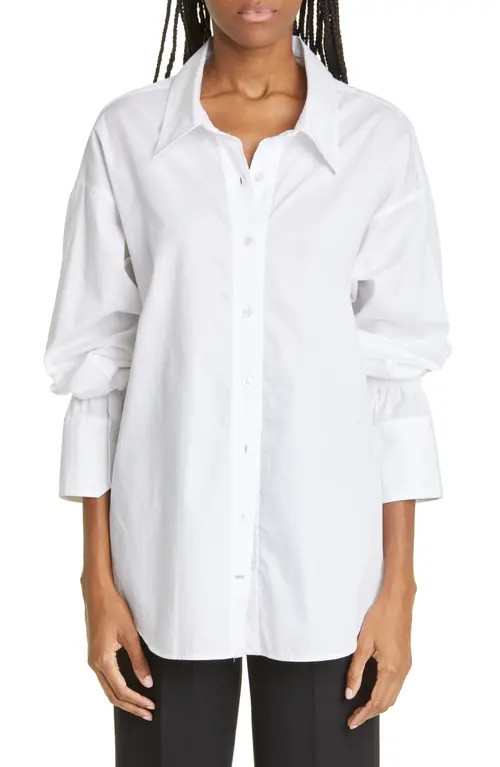 A.L.C. Monica Cotton Poplin Button-Up Shirt in White at Nordstrom, Size 12 | Nordstrom