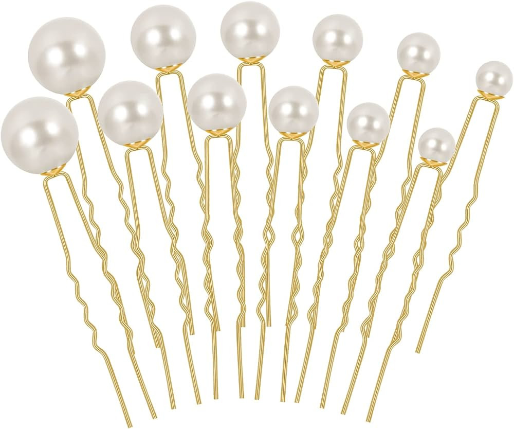 BESARME Pearl Hair Pins, 36 Pcs Wedding Pearl Hair Accessories Bridal Pearl Rhinestone Hair Clips... | Amazon (US)