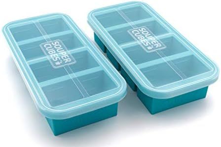 Souper Cubes 1-Cup Extra-Large Silicone Freezing Tray with Lid - 2 pack - makes 8 perfect 1cup po... | Amazon (US)