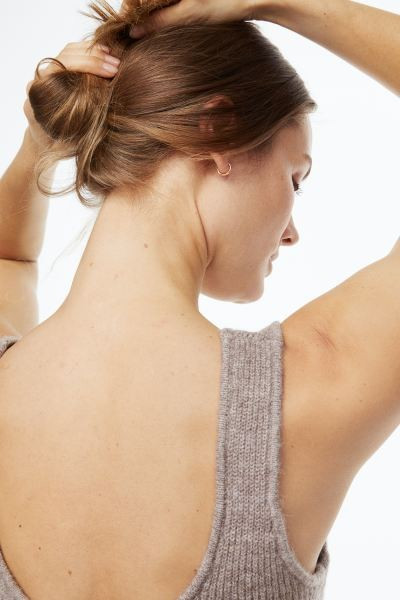 Rib-knit Crop Top - Dark beige - Ladies | H&M US | H&M (US + CA)