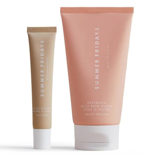 Summer Fridays Vanilla Lip Butter Balm & Babymoon Belly Balm Gift Set - Lip & Body Care Bundle to Help Moisturize Dry Skin & Help Reduce the Appearance of Stretch Marks (2 Count) | Amazon (US)