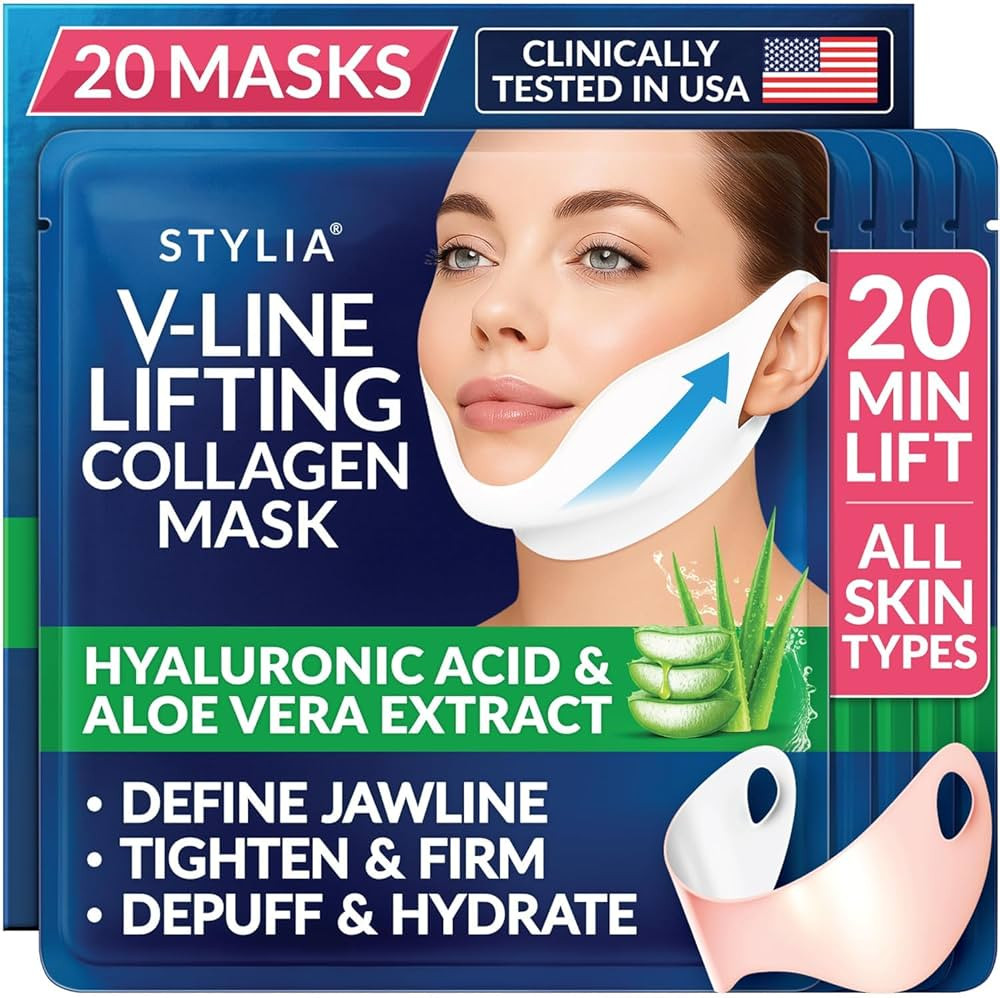 STYLIA V Line Lifting Collagen Face Mask - Lift, Firm & Contour Jawline - Double Chin Strap with ... | Amazon (US)