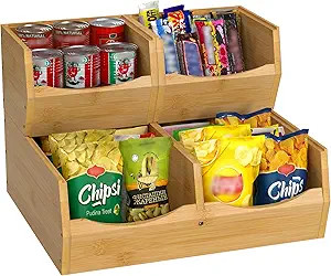 3 Set Bamboo Pantry Organizers and Storage, Open Front Vegetable Fruit Seasonings Stackable Stora... | Amazon (US)