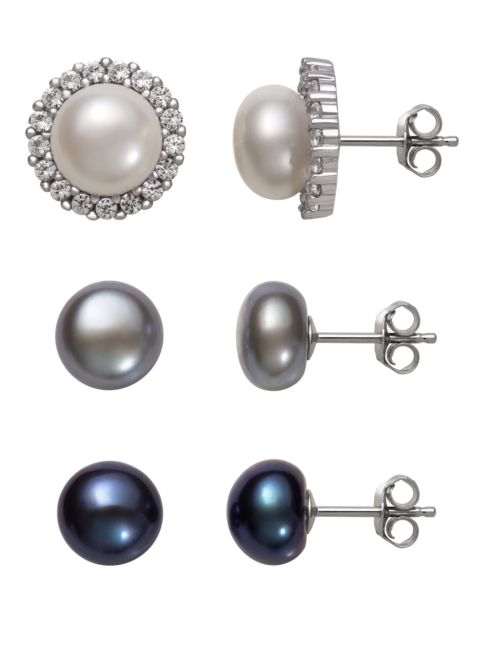 Cultured Freshwater Pearl and Lcs Sterling Silver Jacket Earring Set - Walmart.com | Walmart (US)