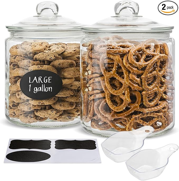 Amazon.com: KooK Glass Kitchen Jars, Food & Cookie Storage Containers for Pantry, Bathroom Apothe... | Amazon (US)