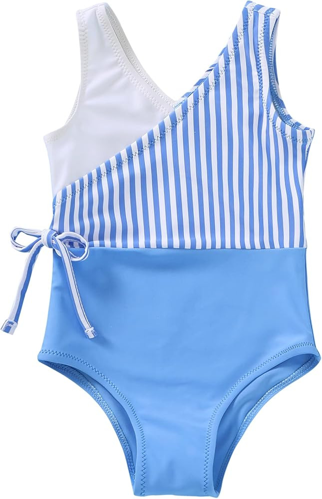 YOUNGER TREE Toddler Girl One Piece Swimsuit Color Block Stripe Swimwear Summer Beach Bathing Sui... | Amazon (US)