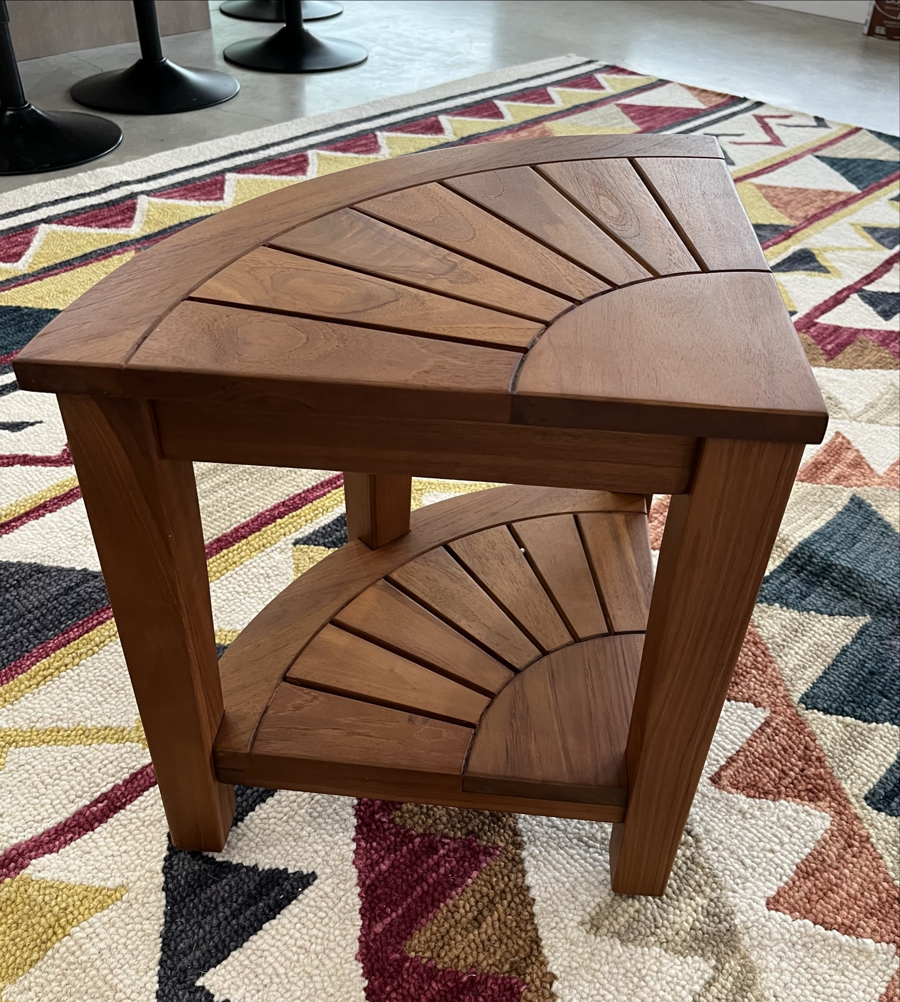 Elevate your shower space with this sleek teakwood corner bench 🌿 Perfect for storage, seating, or a spa-like touch. Shop it now on my LTK page or Amazon storefront! #ShowerGoals #BathroomUpgrade #LTKhome