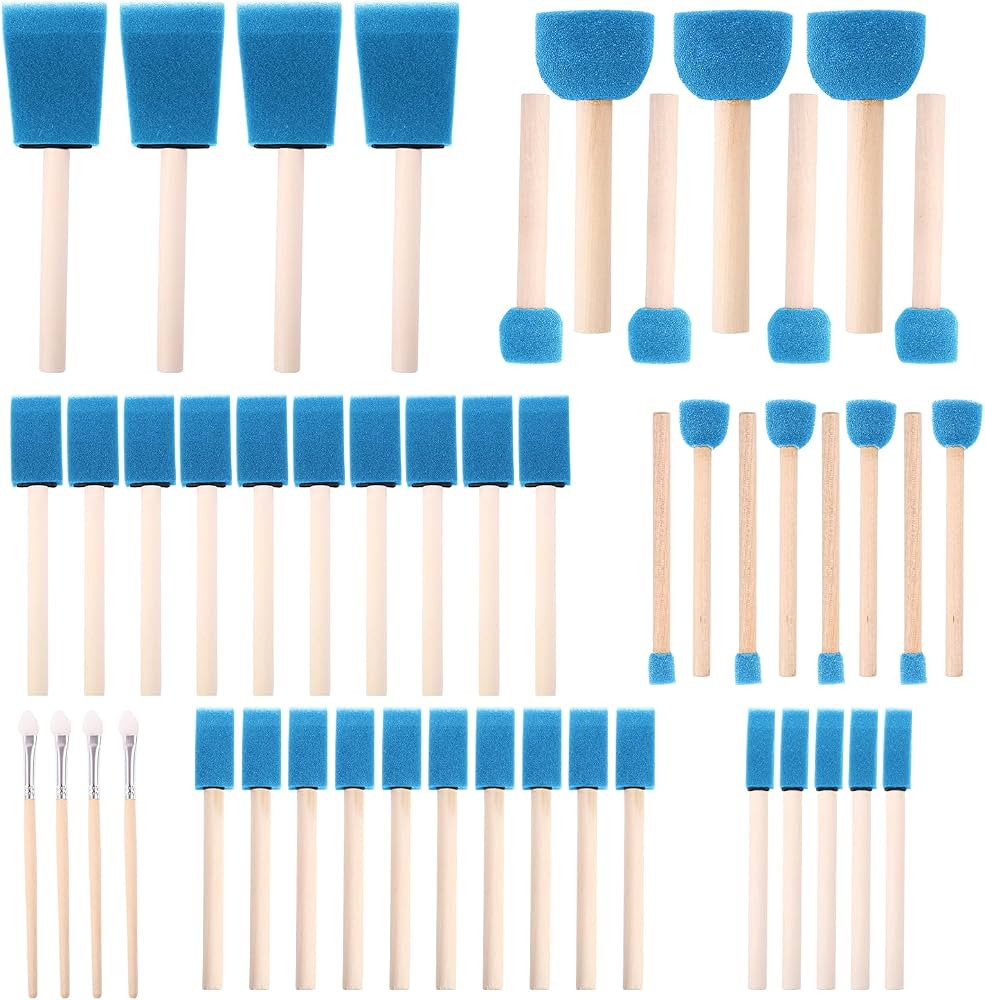 Foam Paint Brushes (48 Pack) 10 Sizes - Paint Sponge - Premium Foam Brushes - Lightweight & Durab... | Amazon (US)