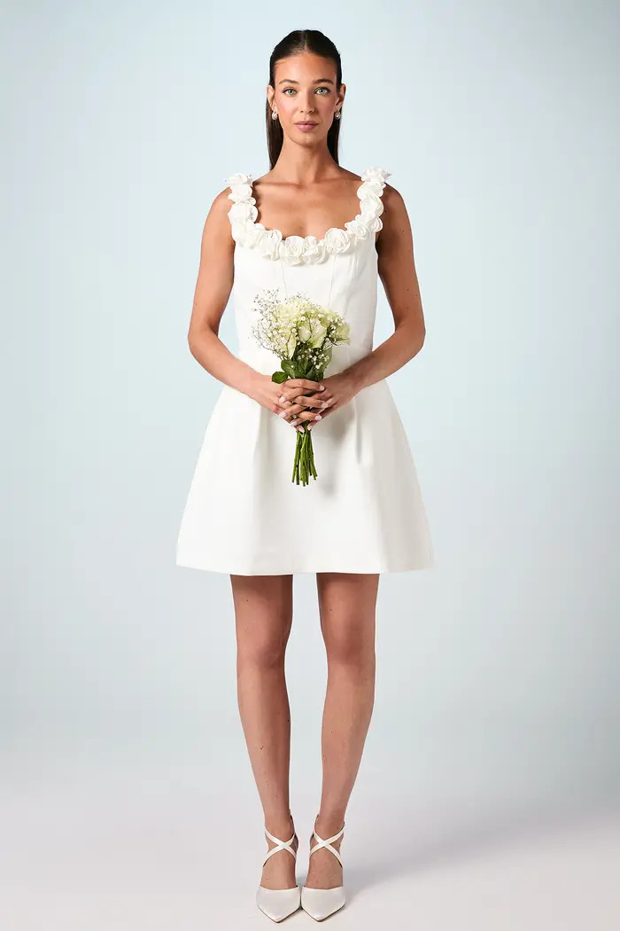 Coast Square Neck 3D Flower Bridal Mini Dress | Nordstrom | Nordstrom