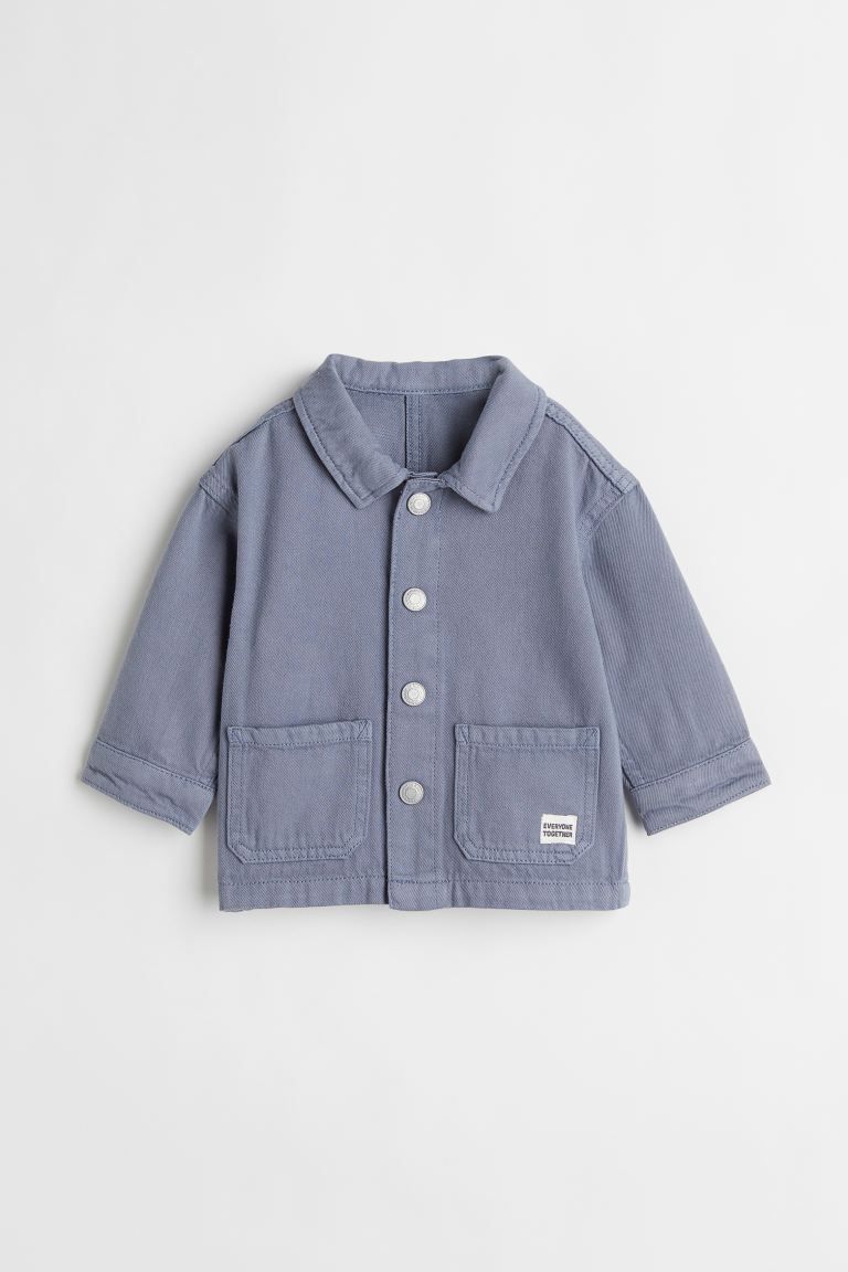 Cotton denim shacket with a collar, press-studs down the front and patch front pockets, one with ... | H&M (US)