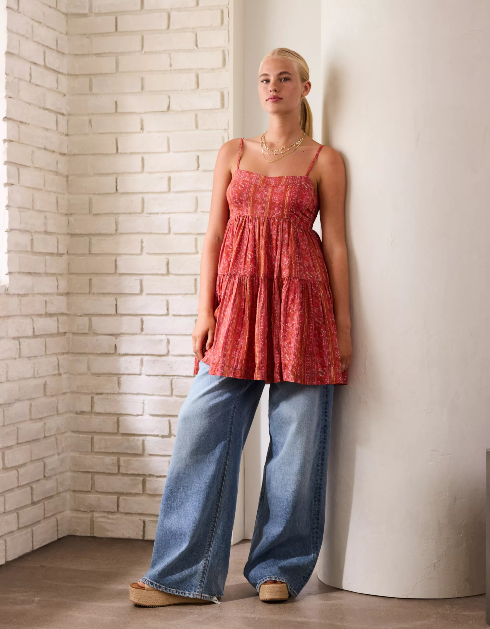 AE Tiered Babydoll Mini Dress | American Eagle Outfitters (US & CA)