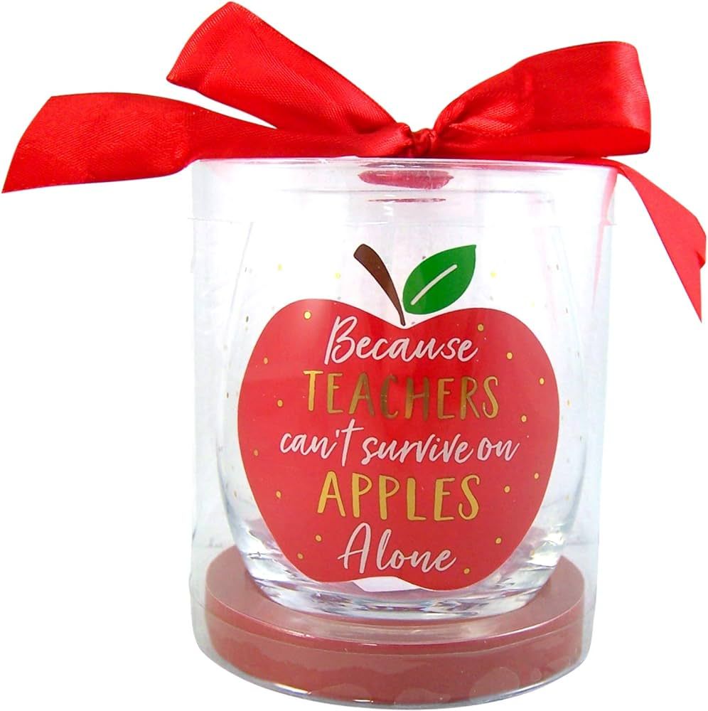 Stemless Wine Glass - Because Teachers Can't Survive on Apples Alone | Amazon (US)