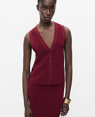 Mango Women's Fine-Knit Gilet Sweater Vest - Macy's | Macy's