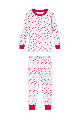 Kids Long-Long Set in Red Mini Heart | Lake Pajamas