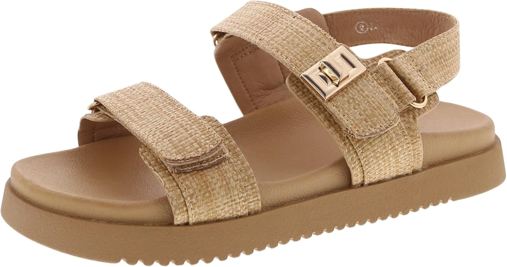 TruFox Women's Flat Sandals Comfort Adjustable Double Strap Slip on Molded Footbed | Amazon (US)