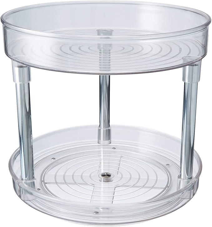 mDesign 2 Tier Lazy Susan Turntable Food Storage Container for Cabinets, Pantry, Fridge, Countert... | Amazon (US)