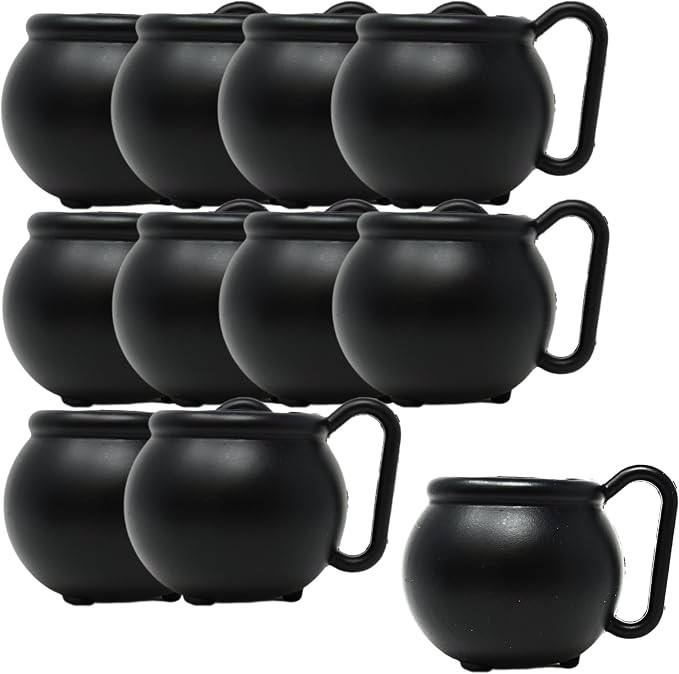 4E's Novelty Cauldron Mugs (12 Pack) Plastic 12 OZ Witch Black Cauldron Cups Halloween Table Drin... | Amazon (US)