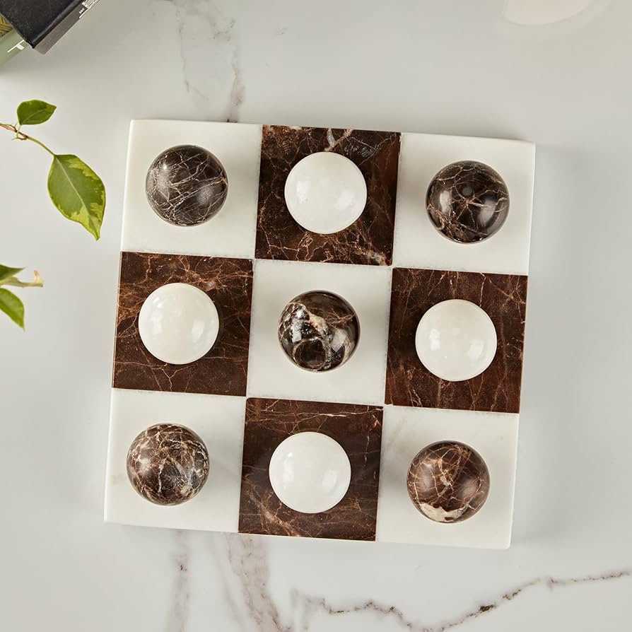 Decorative Dual Tone Marble Classic Board, Marble Tic Tac Toe Game for Living Room Decor Centerpi... | Amazon (US)