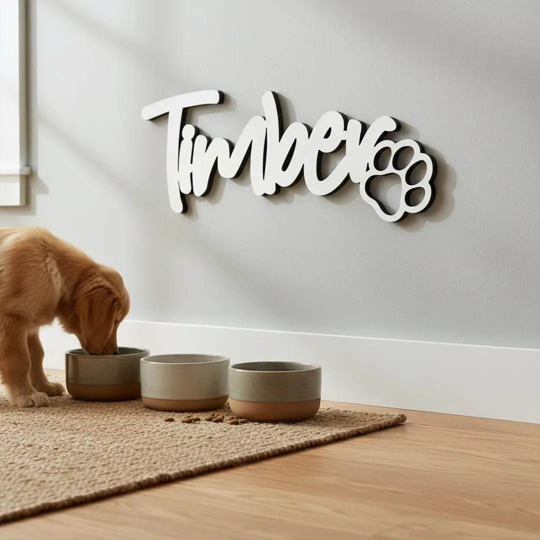 Personalized Dog Name Sign with Paw Bone | Custom Wooden Pet Name Sign | Dog Name Wall Decor | Do... | Etsy (US)