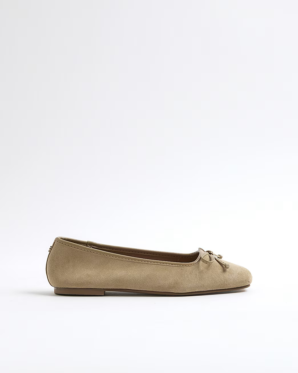 Beige Suede Square Toe Ballet Pumps | River Island UK & IE