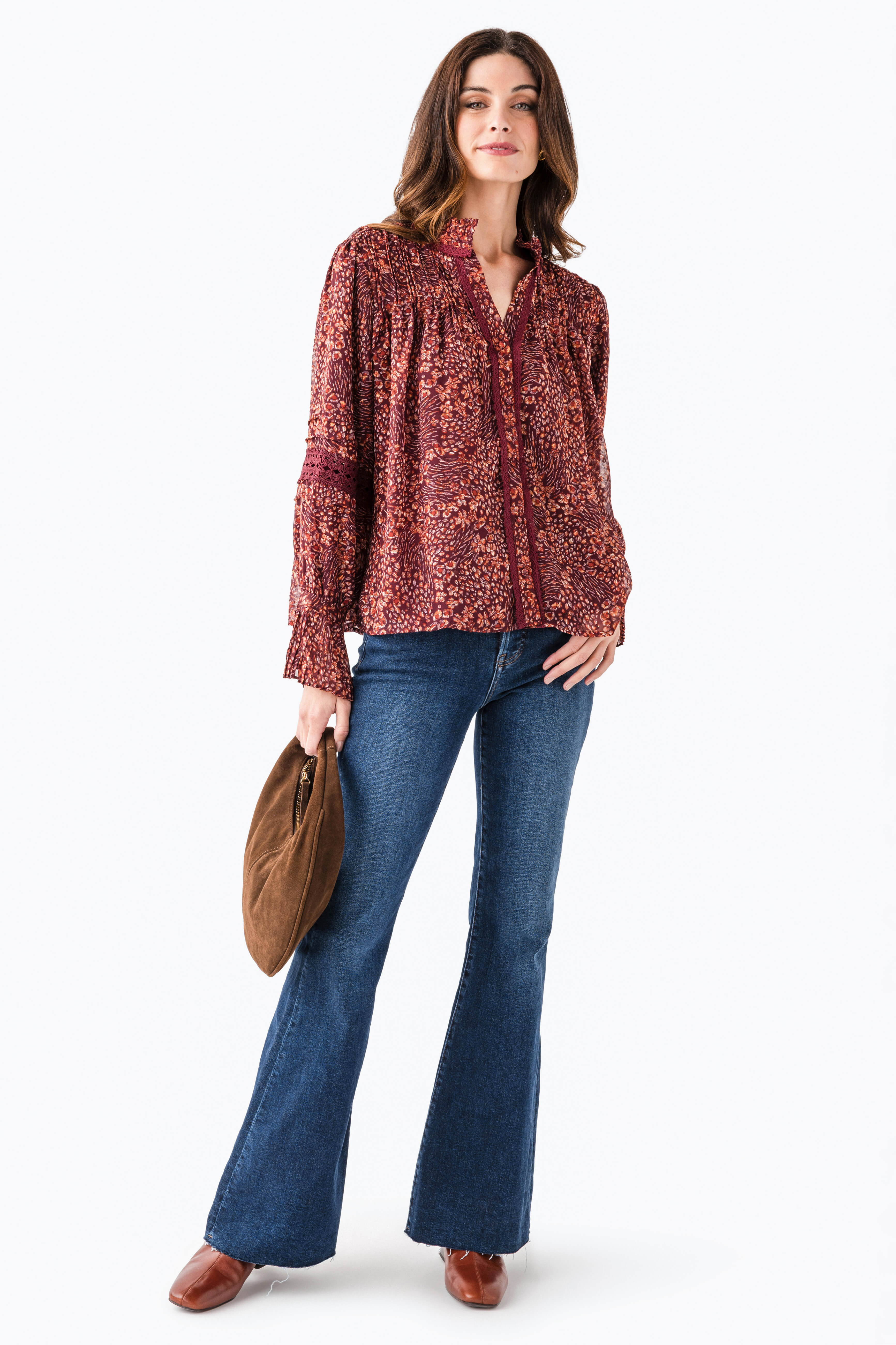 Fate Floral Print Lace Trimmed Top | Social Threads