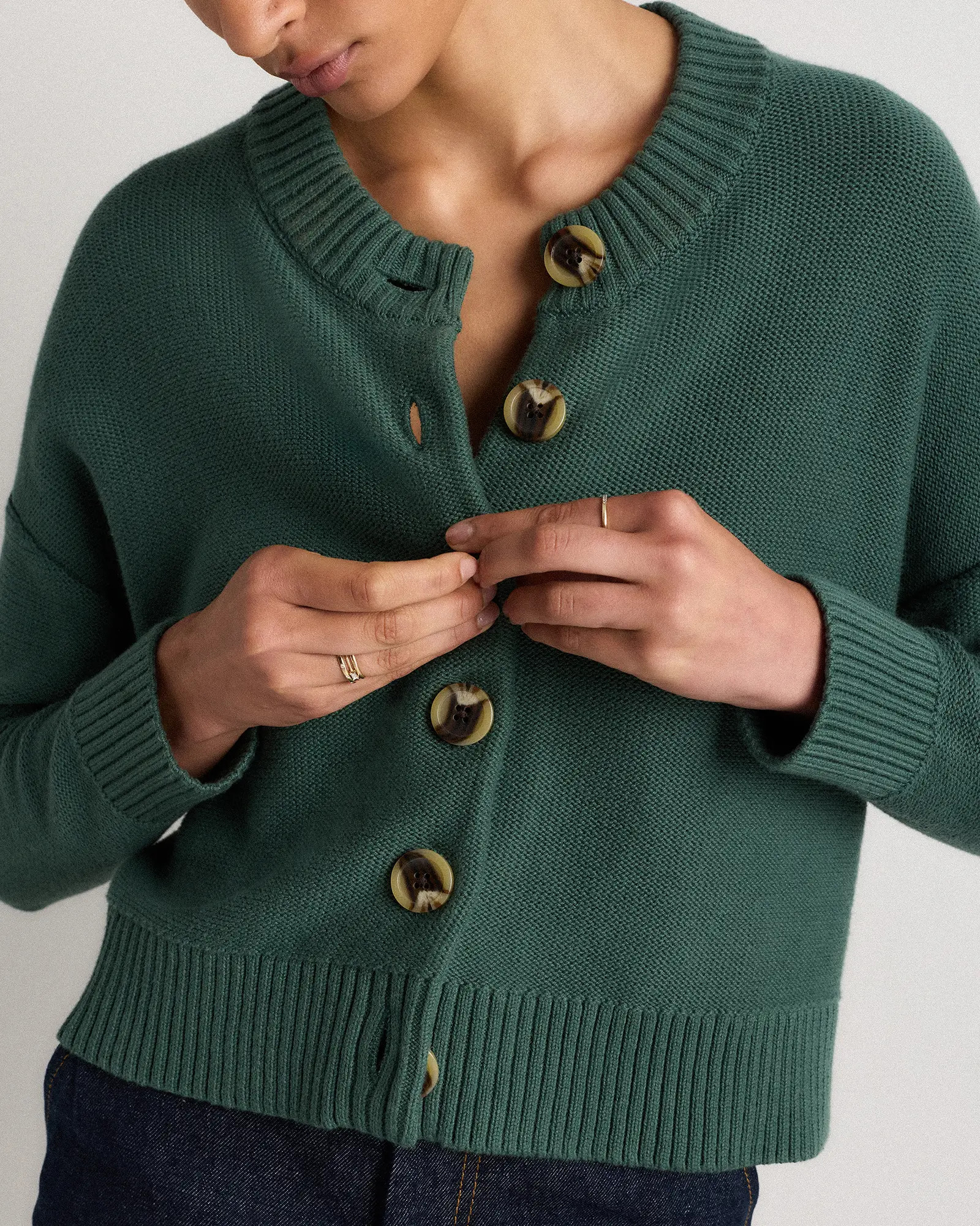 100% Organic Cotton Cropped Cardigan in Camel | Quince