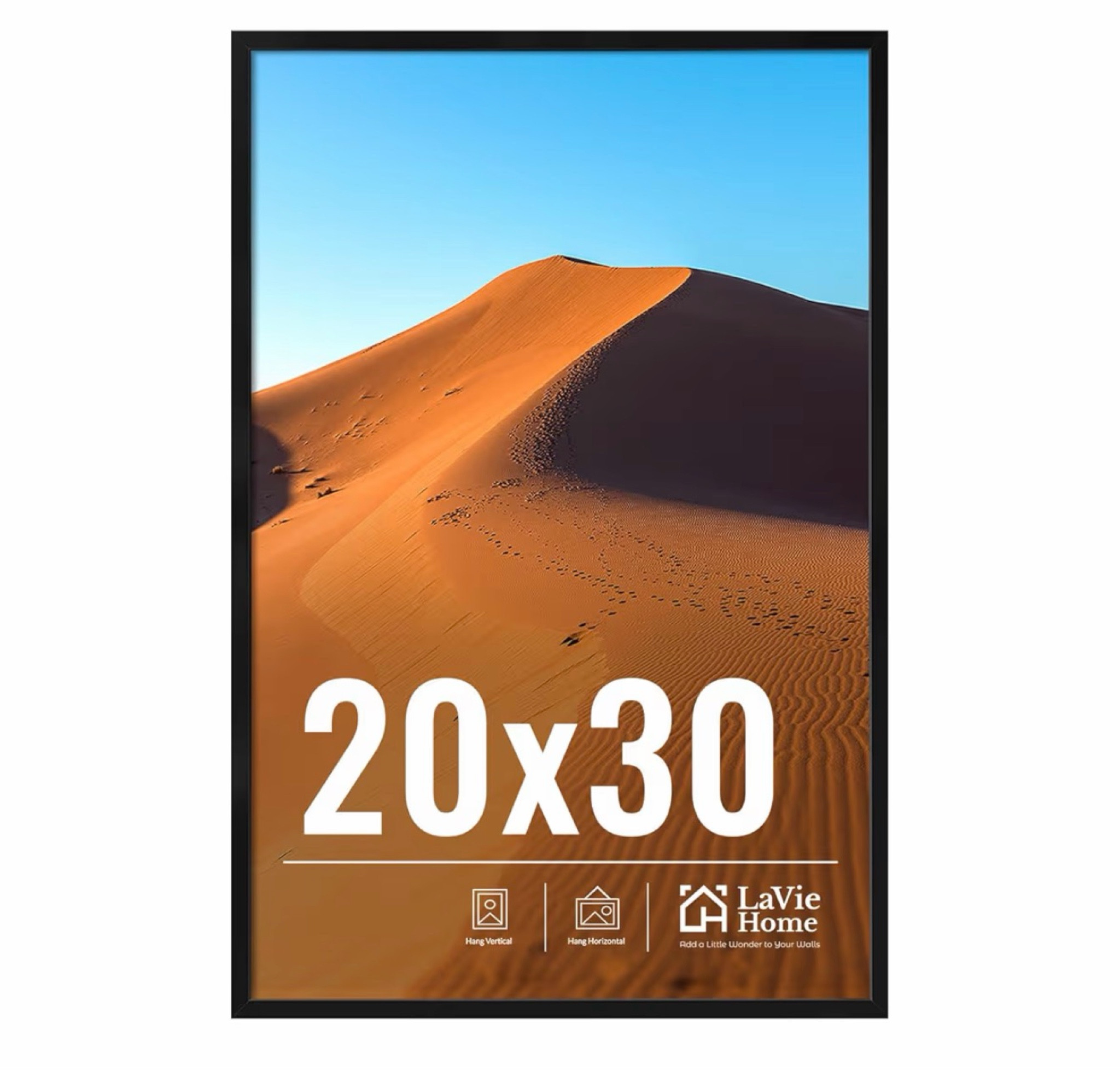 20x30 Picture Frame for Wall Display, 20x30 Black Picture Frame