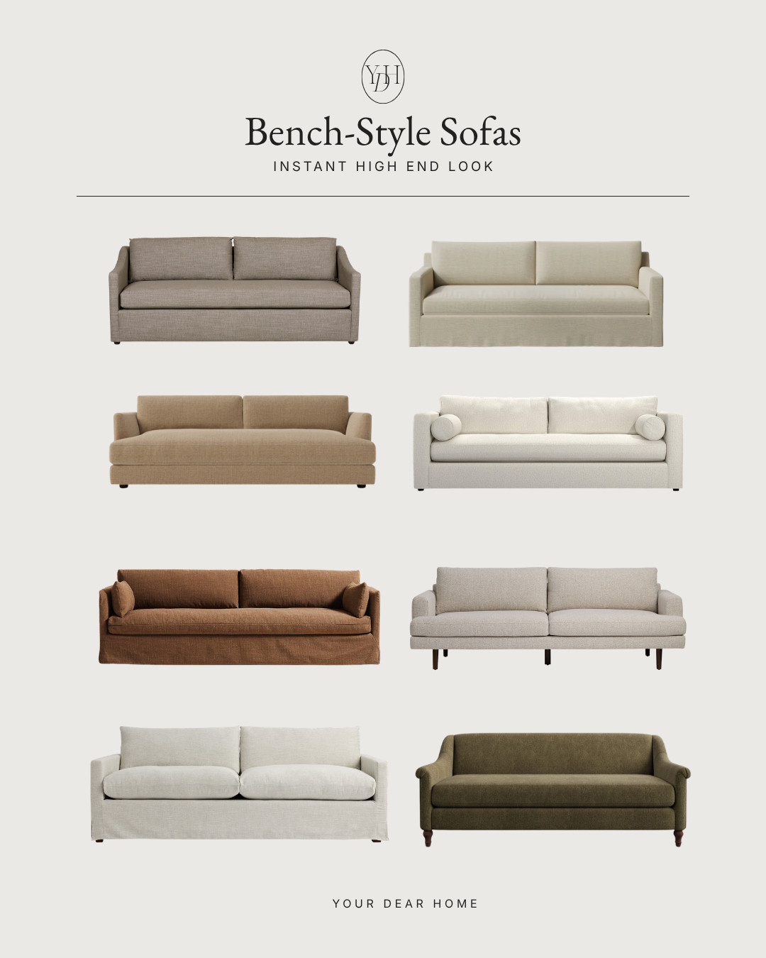 Bench-style sofas are one of those subtle designer details that instantly make a living room feel more custom and elevated. The cleaner cushion layout looks calmer, more tailored and much more high-end than overly segmented seating. 

 #LTKHome