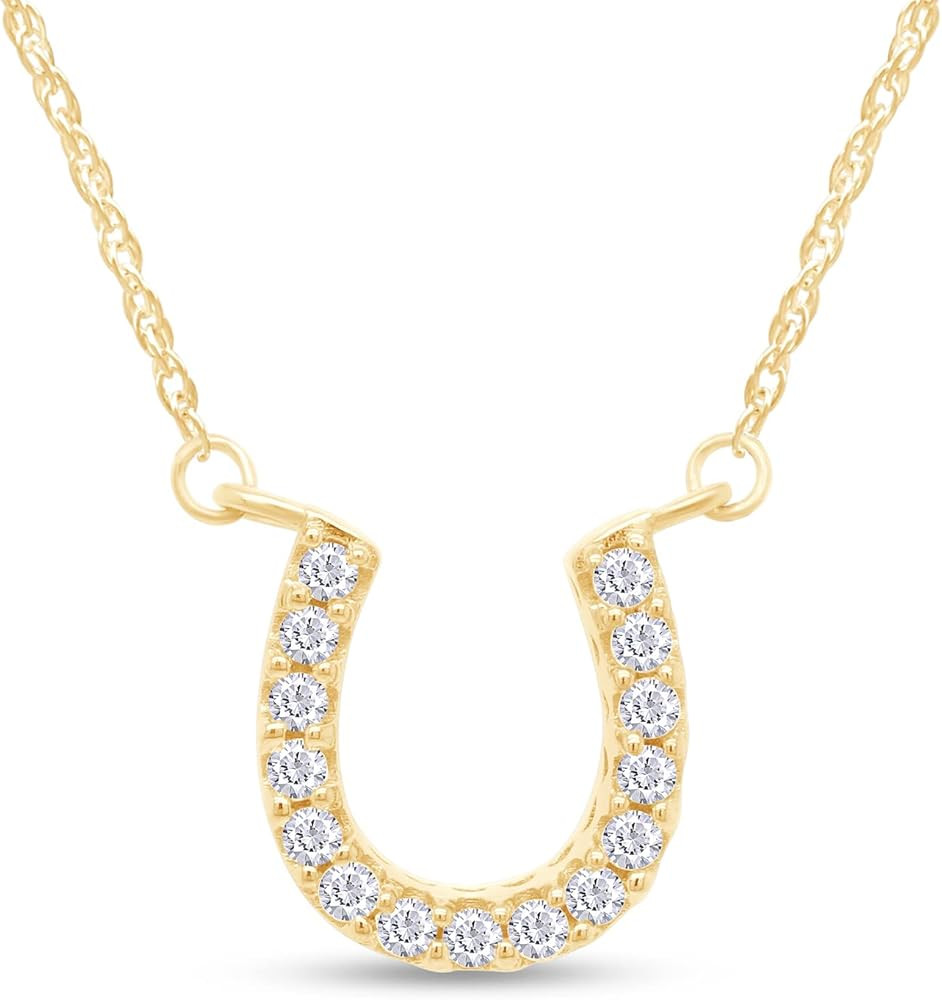 AFFY Round Moissanite, Cubic Zirconia, Lab Grown And Natural Diamond Horseshoe Pendant Necklace i... | Amazon (US)