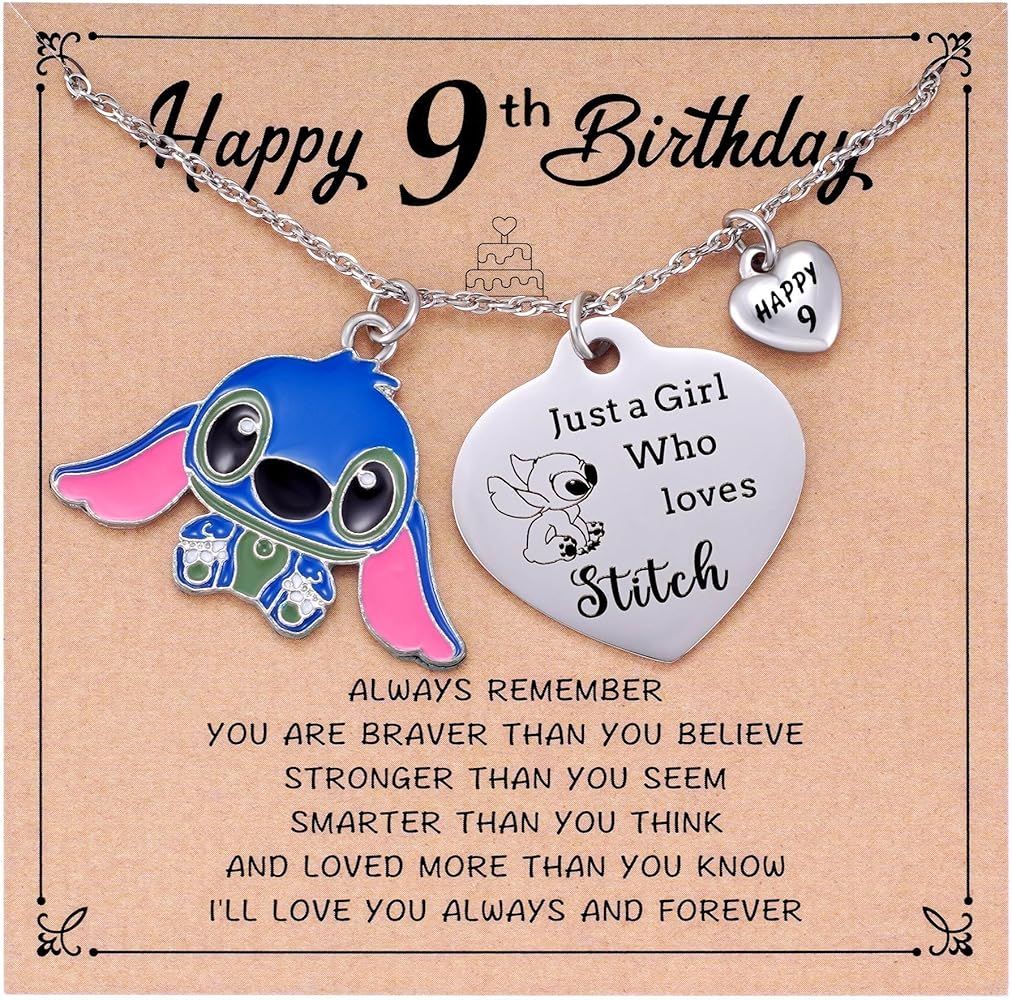 Stitch Birthday Necklace for 3 4 5 6 7 8 9 10 11 12 13 14 15 16 Year Old Girls, Lilo and Stitch S... | Amazon (US)