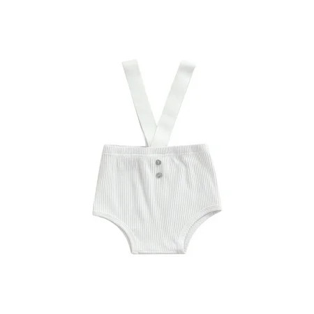 Canrulo Unisex Newborn Baby Girls Boys Suspender Shorts Overalls Infant Solid Color Ribbed Knitted S | Walmart (US)