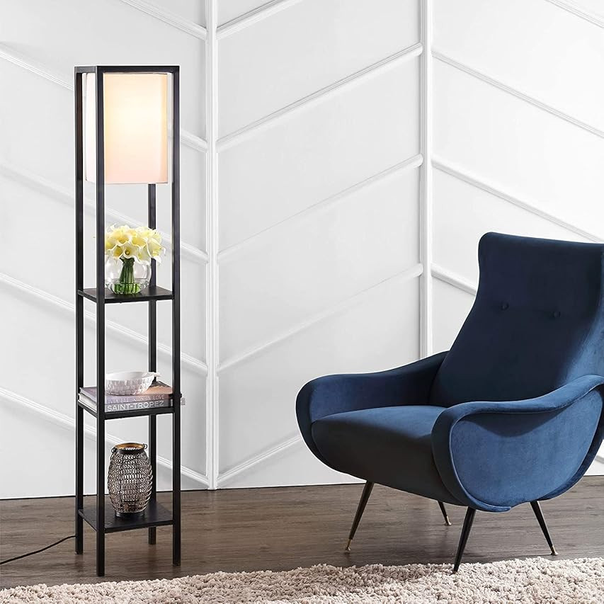 VONLUCE Shelf Floor Lamp, Etagere Lamp with Shelves, Standing Lamp with 3 Wood Display Storage Shelv | Amazon (US)