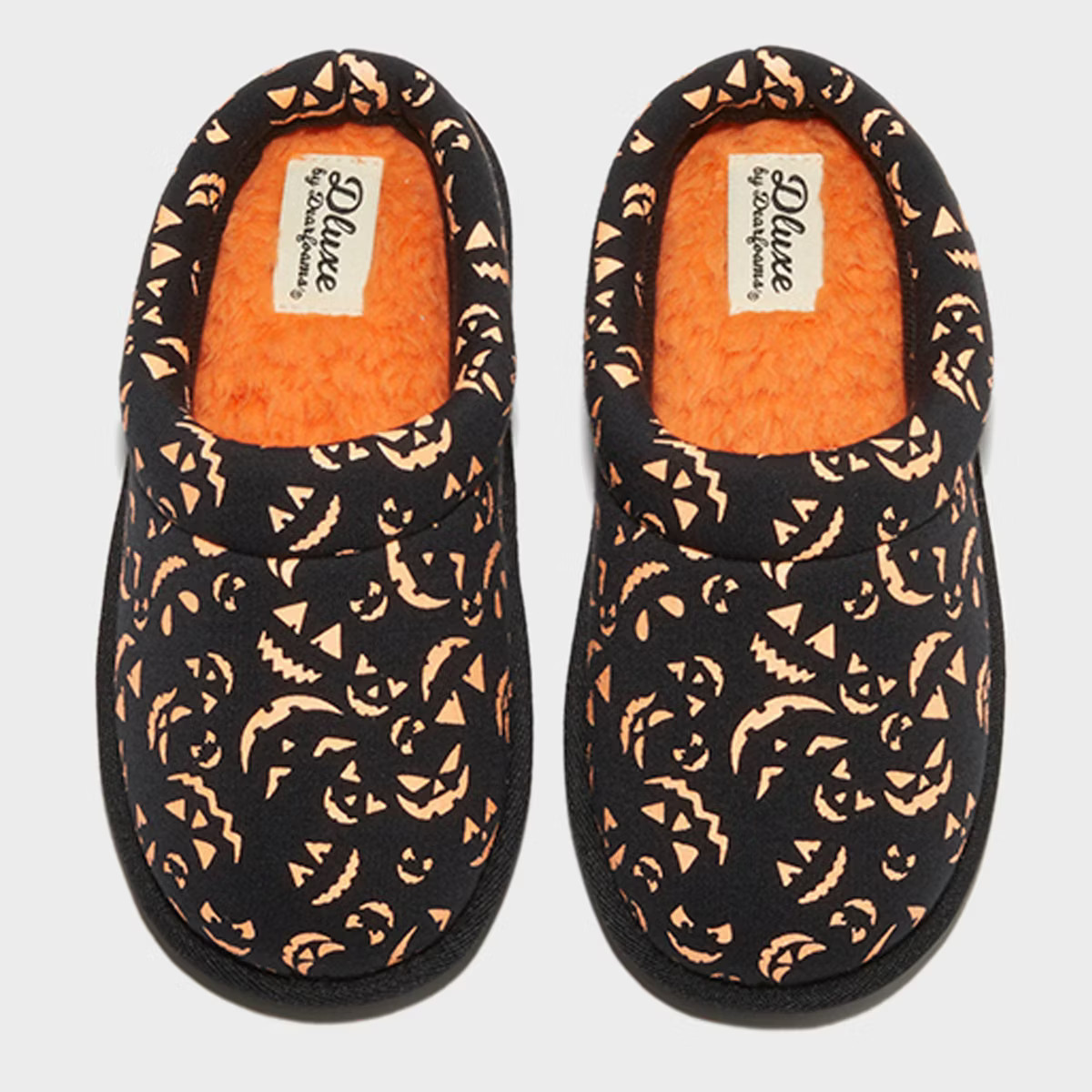dluxe by dearfoams Kids' Glow-in-the-Dark Pumpkin Slide Slippers - Orange | Target
