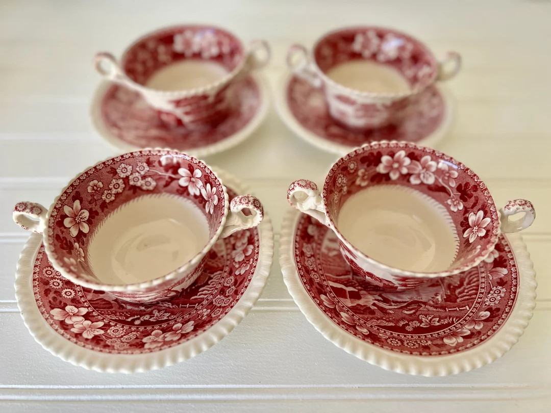 Vintage Copeland Spades Tower Consommé Double Handle Bowls and - Etsy | Etsy (US)