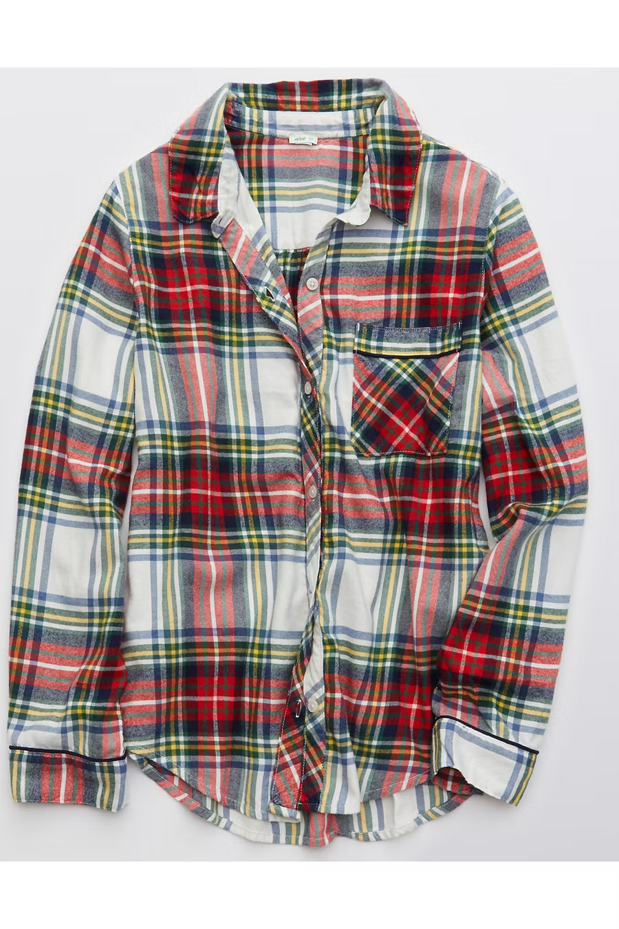 Aerie Flannel Pajama Shirt Women's Active Green M | American Eagle Outfitters (US & CA)