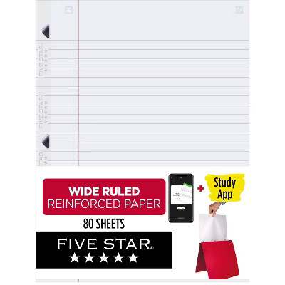 Five Star 80ct Wide Ruled Reinforced Filler Paper | Target