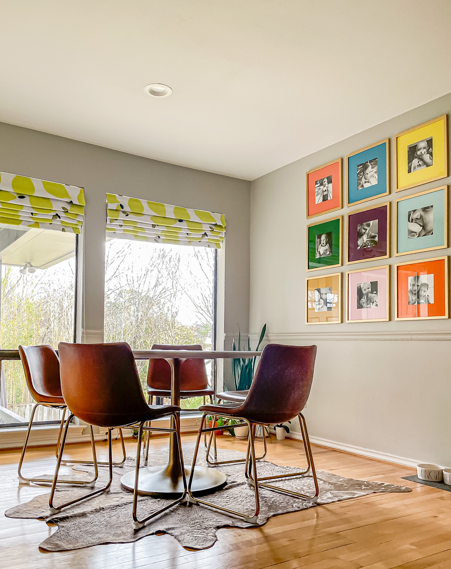 Colorful photo gallery wall with some lemon shades. The perfect breakfast nook. NOTE: I painted each matte on these photo frames with craft paint. Uploaded photos to mpix and had them printed  

#LTKunder50 

#LTKhome #LTKfamily