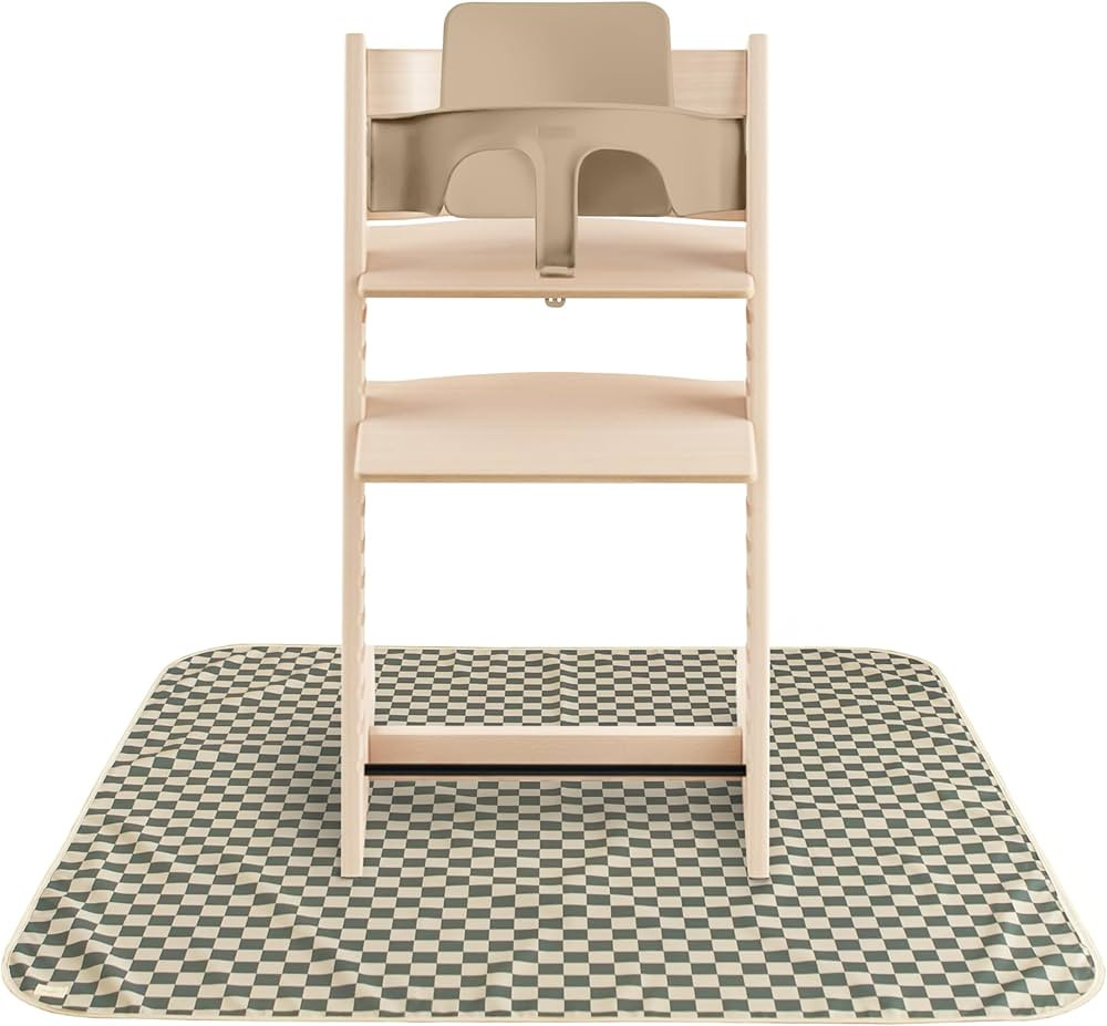 mushie Baby Splat Mat 42.5x42.5 Inch (Olive Check) | Water Resistant for Under High Chair and Inf... | Amazon (US)