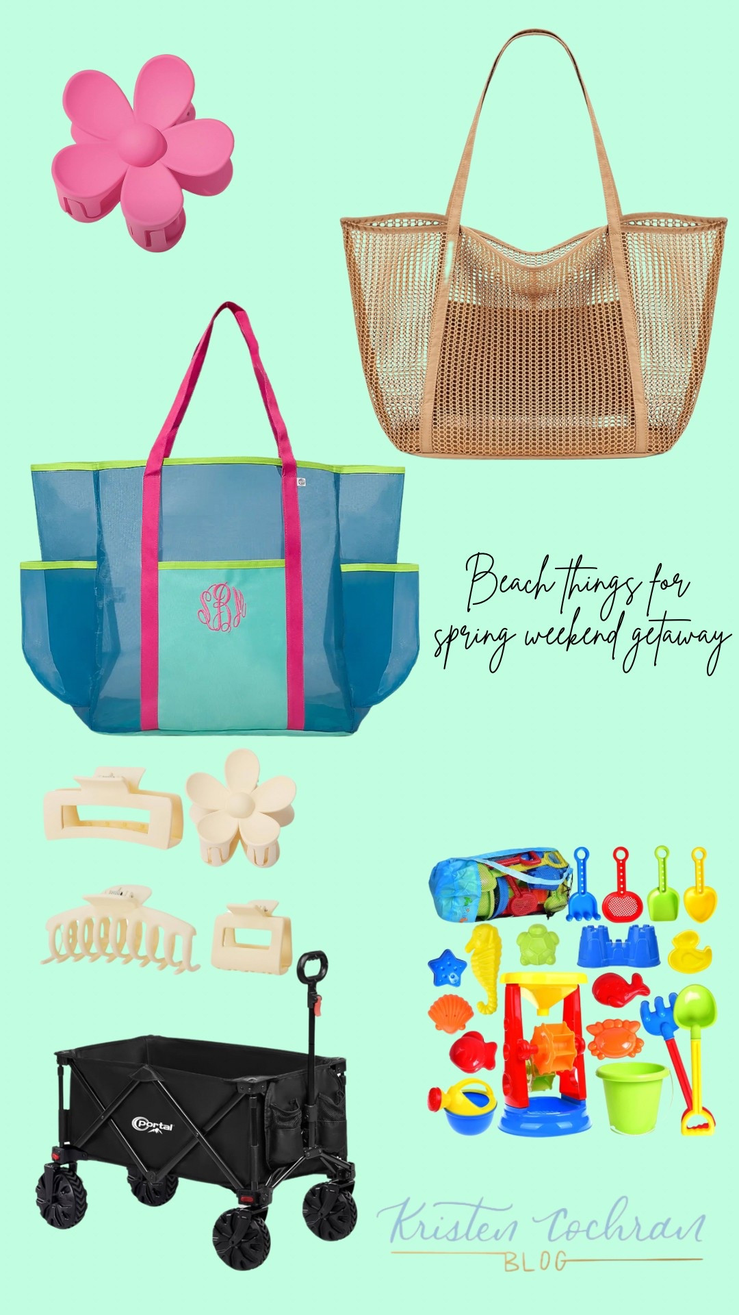 Spring weekend getaway to the beach: family beach bags, flower hair clips, sand beach toys, & beach wagon 🐚

#LTKSeasonal #LTKTravel #LTKItBag