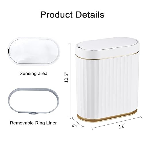 ELPHECO Automatic Motion Sensor Trash Can - 2 Gallon Slimline for Bathroom, Bedroom, Kitchen, Off... | Amazon (US)