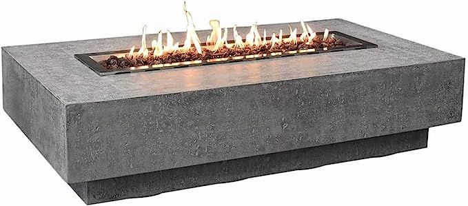 Elementi Outdoor Hampton Fire Pit Table 56 x 32 Inches Grey Durable Fire Bowl Glass Reinforced Co... | Amazon (US)