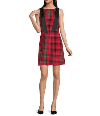Eloise Stretch Tartan Sleeveless Plaid Bow Dress | Dillard's