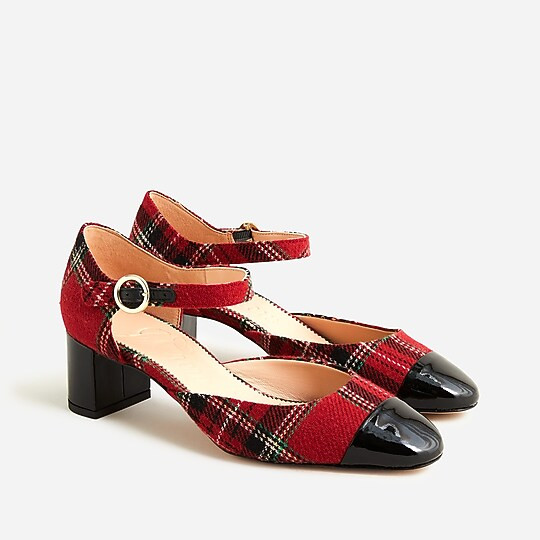 Millie ankle-strap heels in Good tidings plaid | J. Crew US