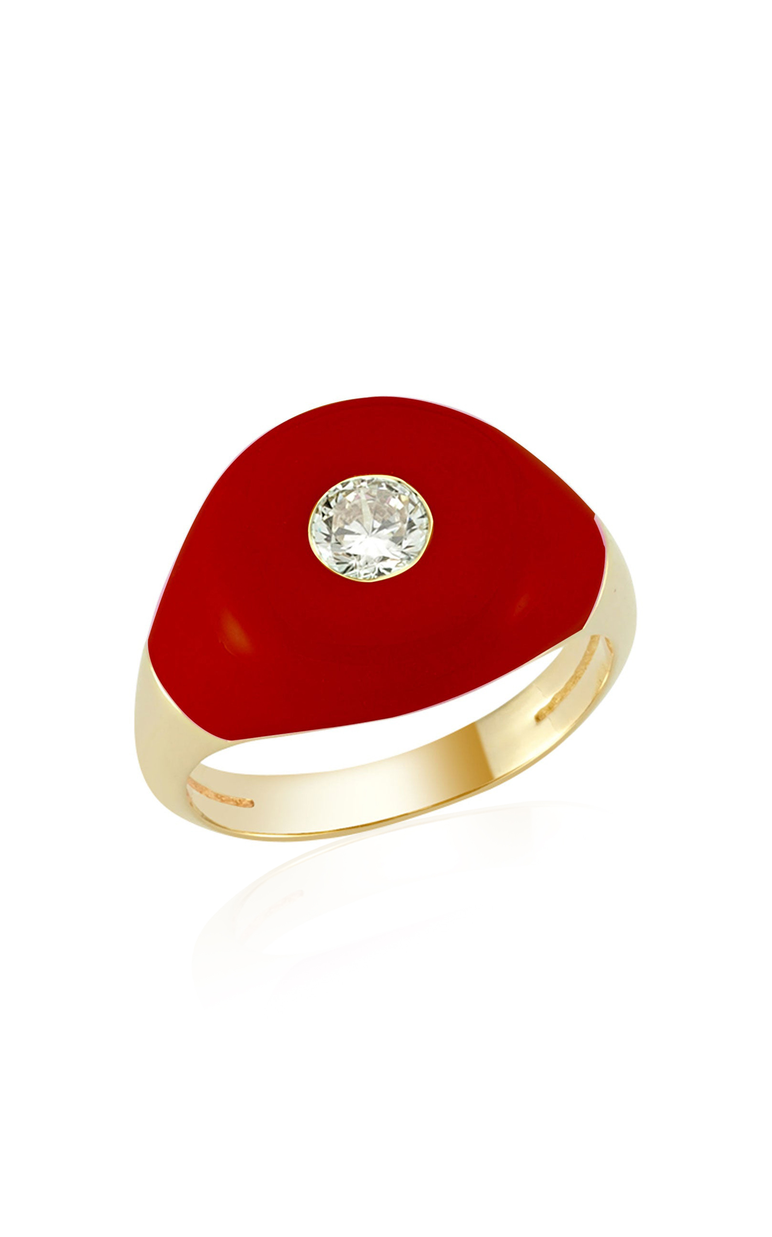 Bonbon Enameled 14K Yellow Gold Quartz Ring | Moda Operandi (Global)