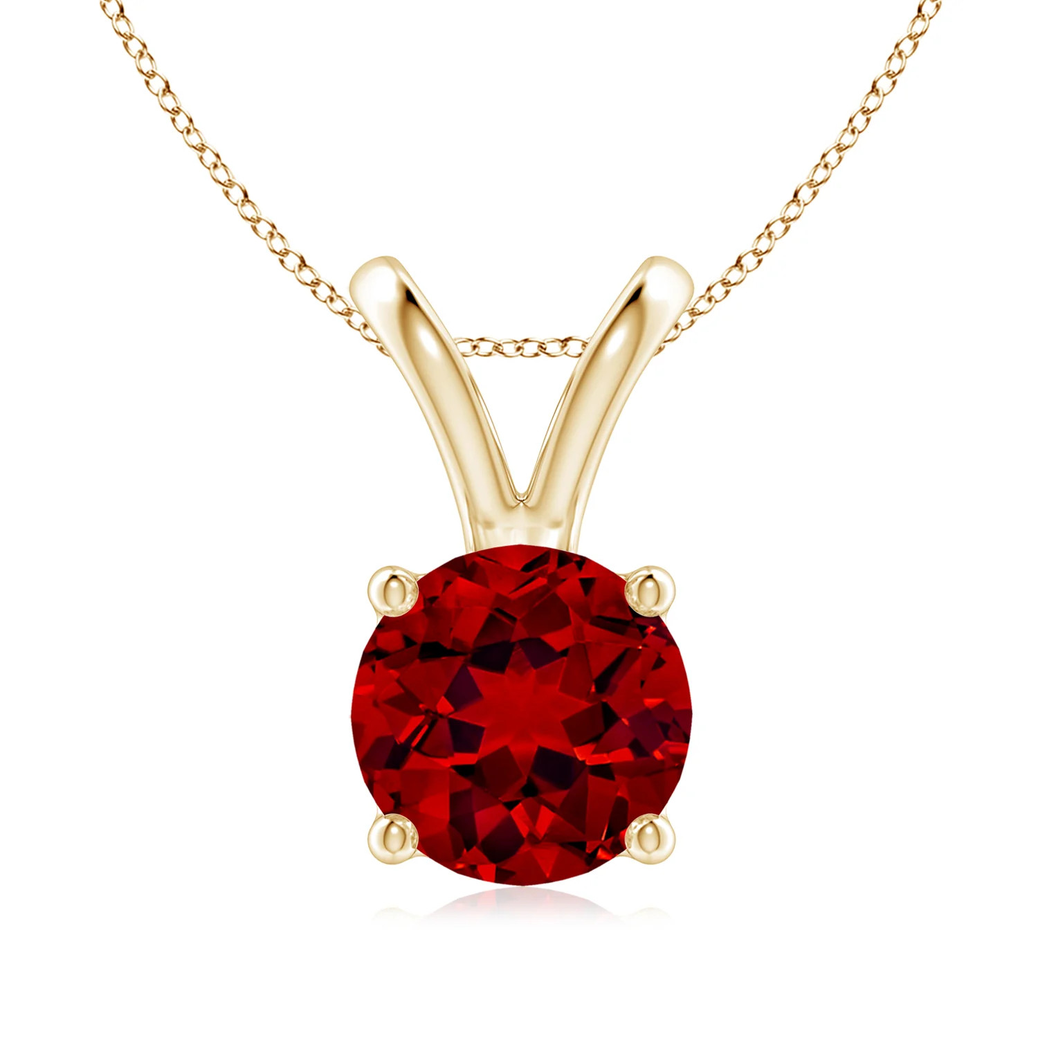 Lab-Grown V-Bale Round Ruby Solitaire Pendant | Angara | Angara US
