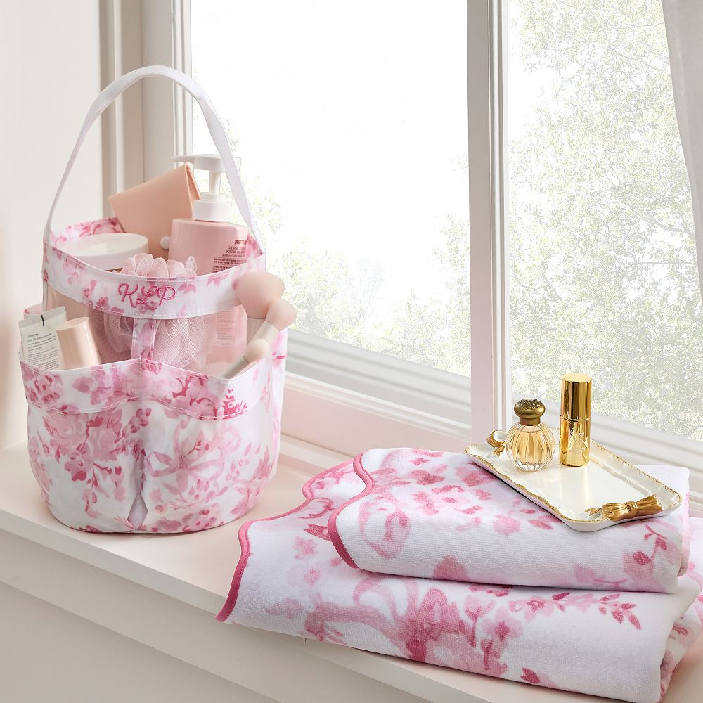 LoveShackFancy Shower Caddy & Garden Damask Towels Set | Pottery Barn Teen