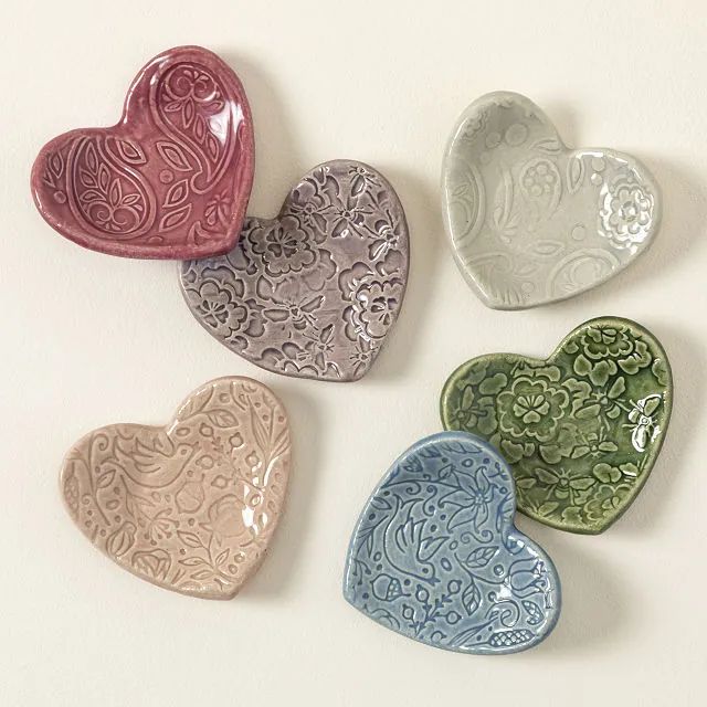 Handmade Heart Ceramic Dish Set | UncommonGoods