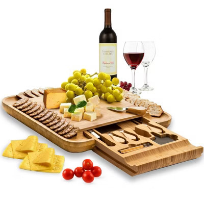 Charcuterie Board Set - Large Bamboo Cheese & Meat Platter, Wooden Serving Board for Kitchen, Wedding & Housewarming Gift | Target